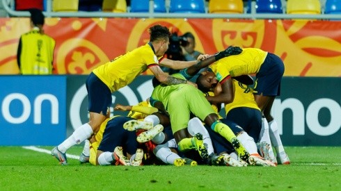 El festejo de los jugadores ecuatorianos.