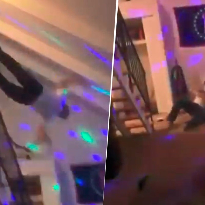 Video viral: se tiró por las escaleras, voló y partió al medio una mesa con la cabeza