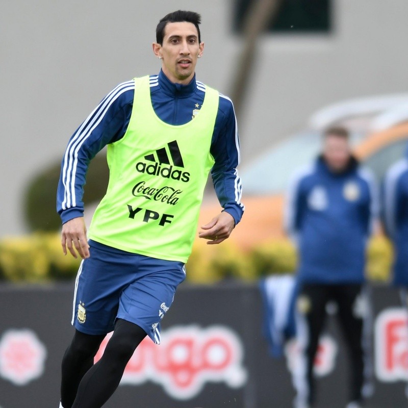 Di María jugó unos pálidos 45 minutos ante Colombia y ahora se entrenó con los suplentes