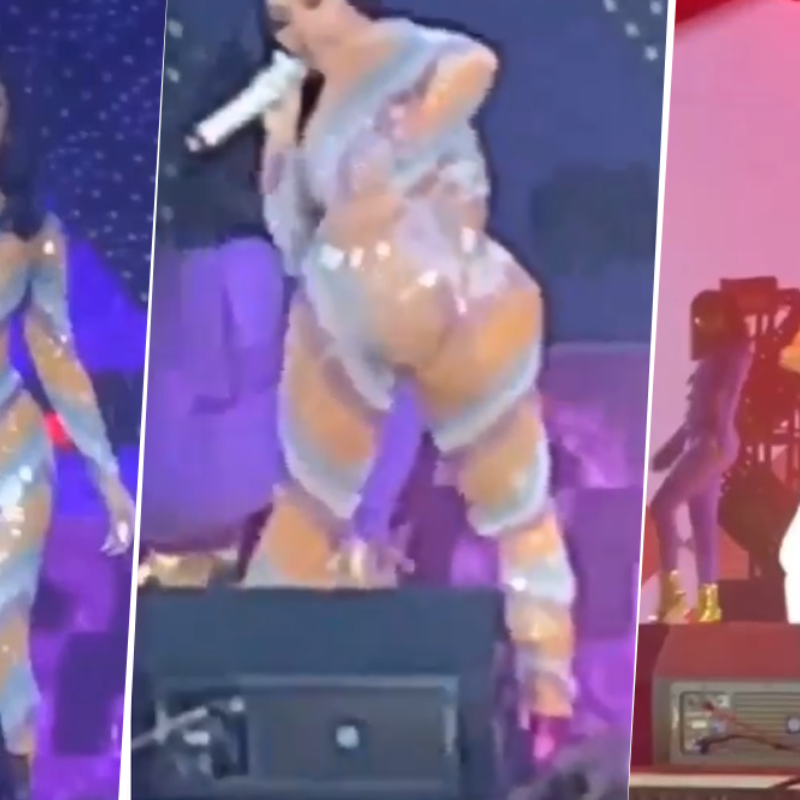 Cardi B estaba bailando, se le rompió el vestido y terminó cantando en ropa interior