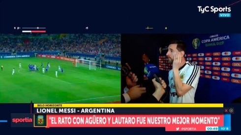 Messi en diálogo con los medios.