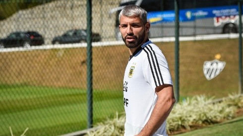 Agüero entrenando con la Selección Argentina. (Getty)