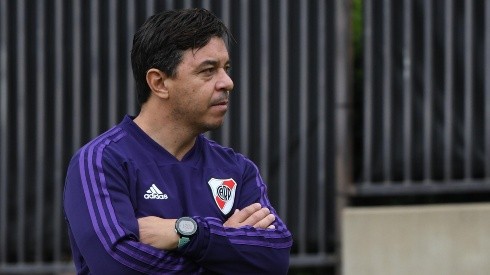 Marcelo Gallardo en el entrenamiento de River.