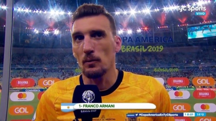 Franco Armani luego del triunfo argentino.