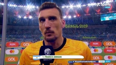 Franco Armani luego del triunfo argentino.