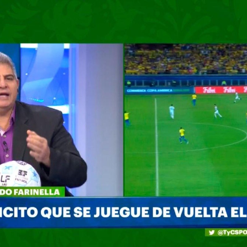 Farinella se sacó al aire: "¡¡¡Solicito que el partido se juegue de vuelta!!!"