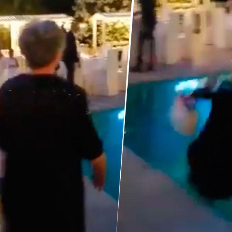 Video viral: abuela quiso tomar un atajo en una fiesta, pero terminó en el agua