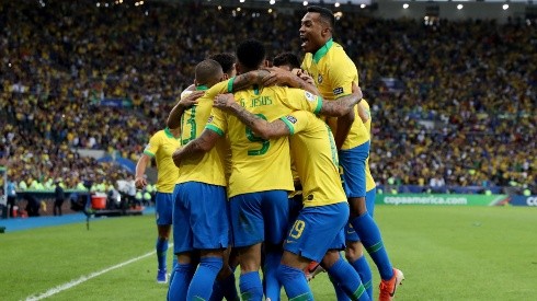 El festejo de los jugadores brasileños.