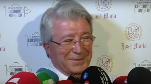 Entre risas, el presidente del Atlético Madrid habló sobre James Rodríguez