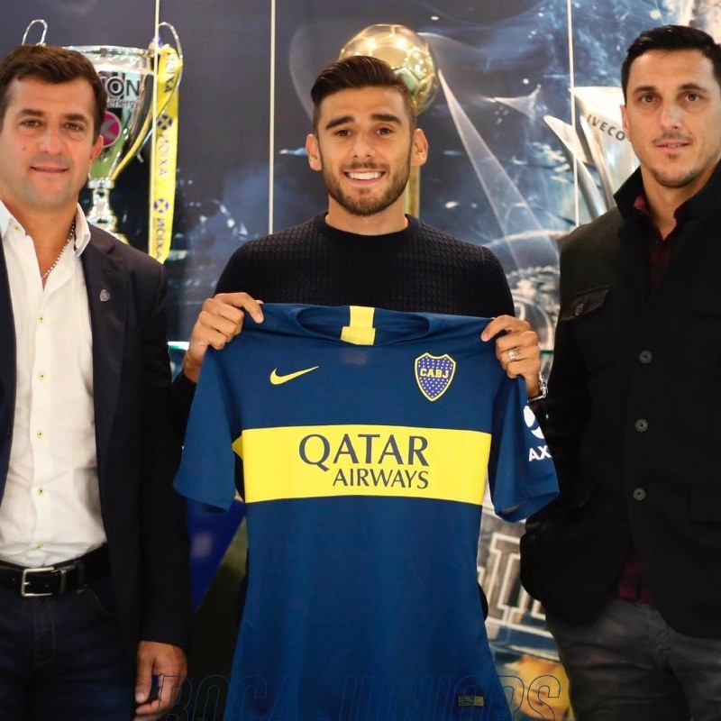 Feliz con la Azul y Oro: la foto oficial de Eduardo Salvio como nuevo jugador de Boca