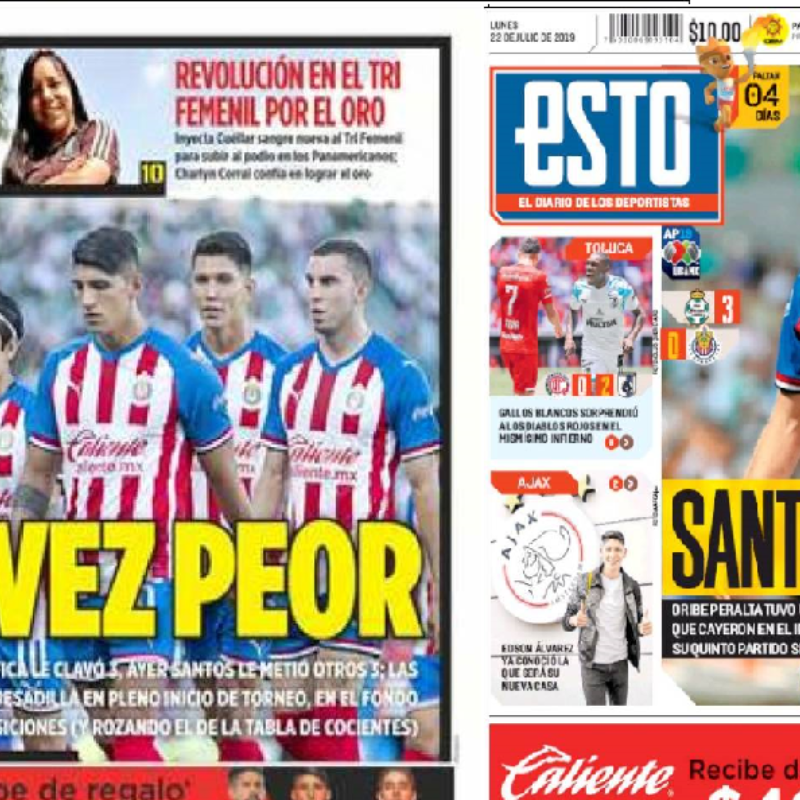 Los periódicos destrozaron a Chivas en sus portadas tras la goliza contra Santos