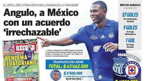 Llegada de Bryan Angulo a Cruz Azul se roba las portadas en Ecuador