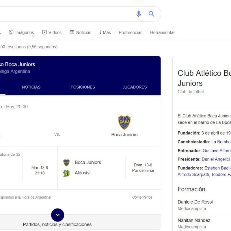 Explotaron las redes: si en Google buscás "ex club" aparecen los partidos de Boca