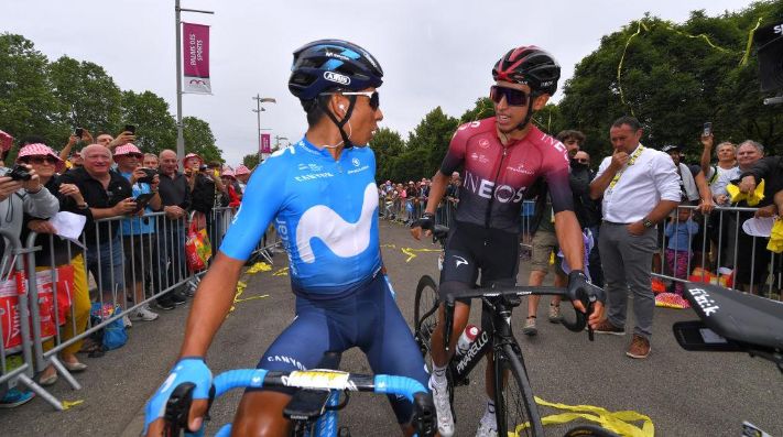 Nairo Quintana y Egan Bernal en el Tour de Francia 2019.