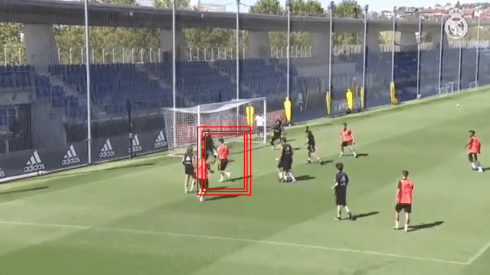 James Rodríguez en el último entrenamiento del Real Madrid.