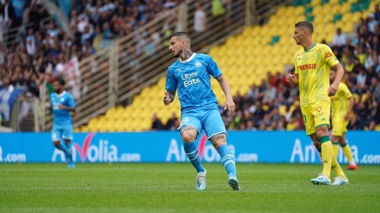 Benedetto durante el empate ante Nantes.