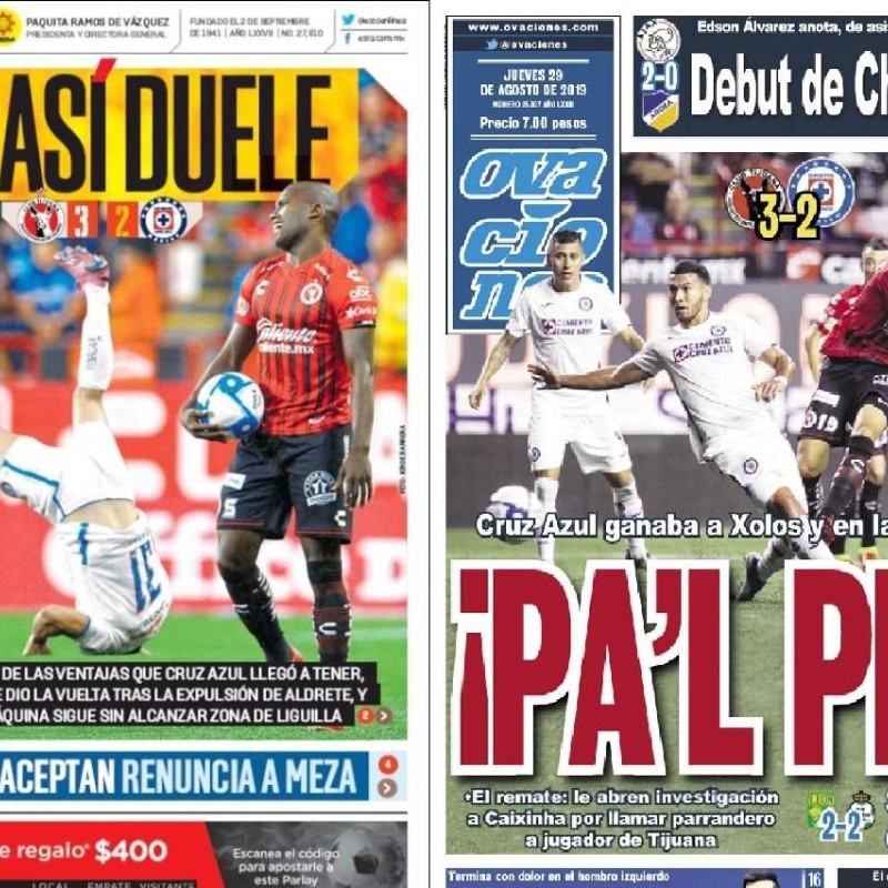 La derrota de Cruz Azul ante Xolos de Tijuana se quedó con las portadas de los periódicos