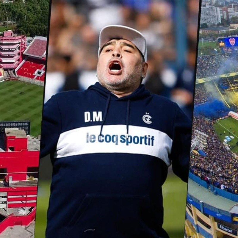 Los 10 estadios que visitará Maradona como DT de Gimnasia