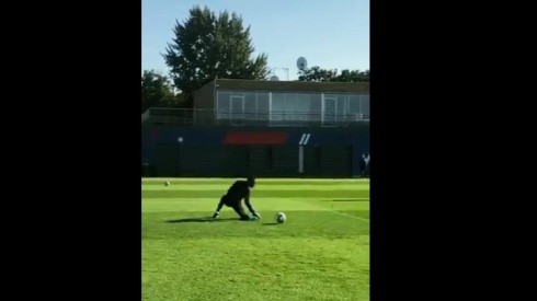 Keylor Navas en su primer entrenamiento.