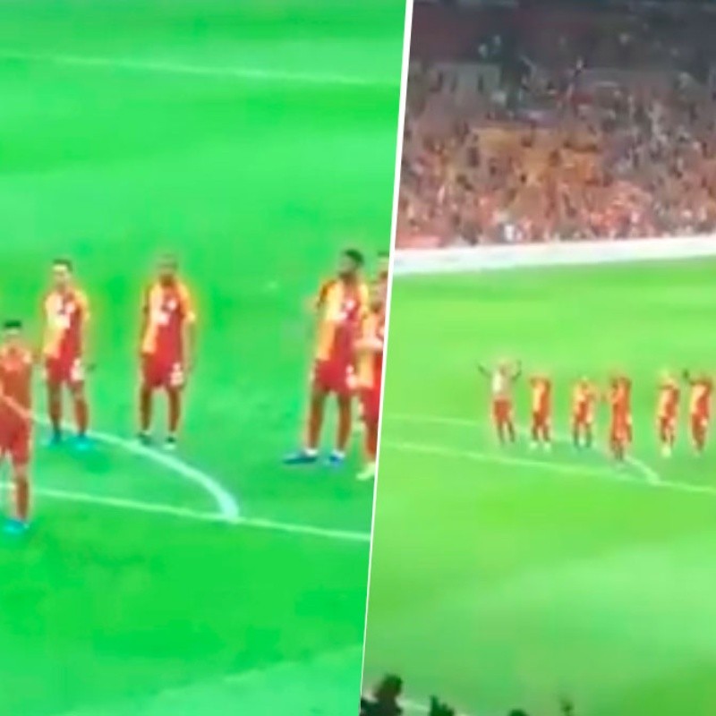 Falcao fue la figura de la noche y se animó a guiar a la hinchada del Galatasaray