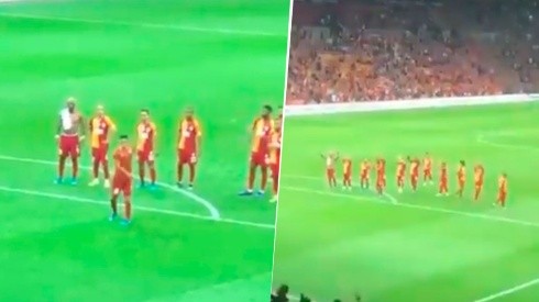 Falcao fue la figura de la noche y se animó a guiar a la hinchada del Galatasaray