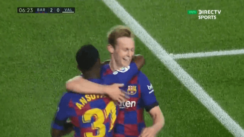 Ansu Fati le pintó la cara a Garay para que de Jong marque su primer gol con Barcelona