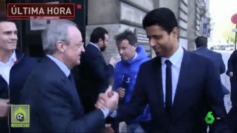 ¿De qué hablaron? Pescan a los presidentes del Real Madrid y el PSG juntos