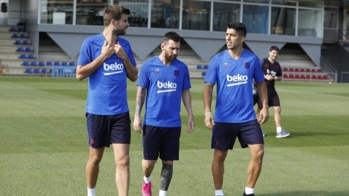 Messi junto a Piqué y Suárez.