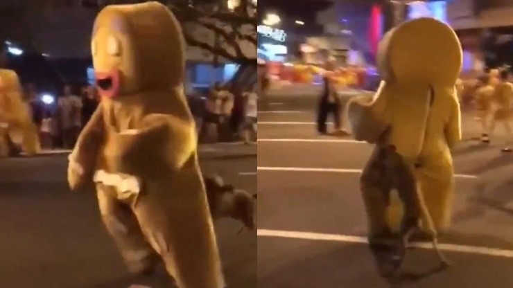 Video viral: este hombre disfrazado de galleta sufrió toda la furia de un perro diabólico