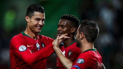 El festejo de los jugadores de Portugal.