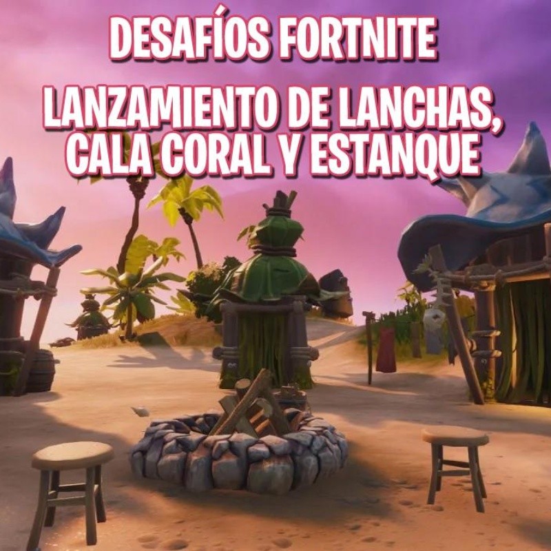 Visita un lanzamiento de Lanchas, Cala Coral y Estanque de Pescados en los Desafíos de Fortnite