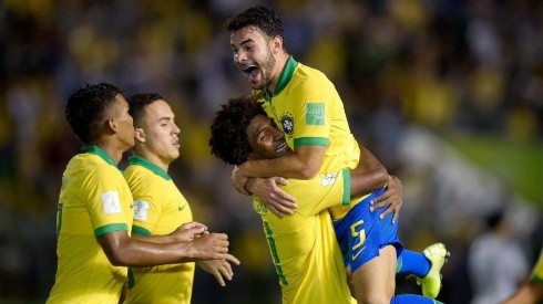 El festejo de los jugadoras brasileños.