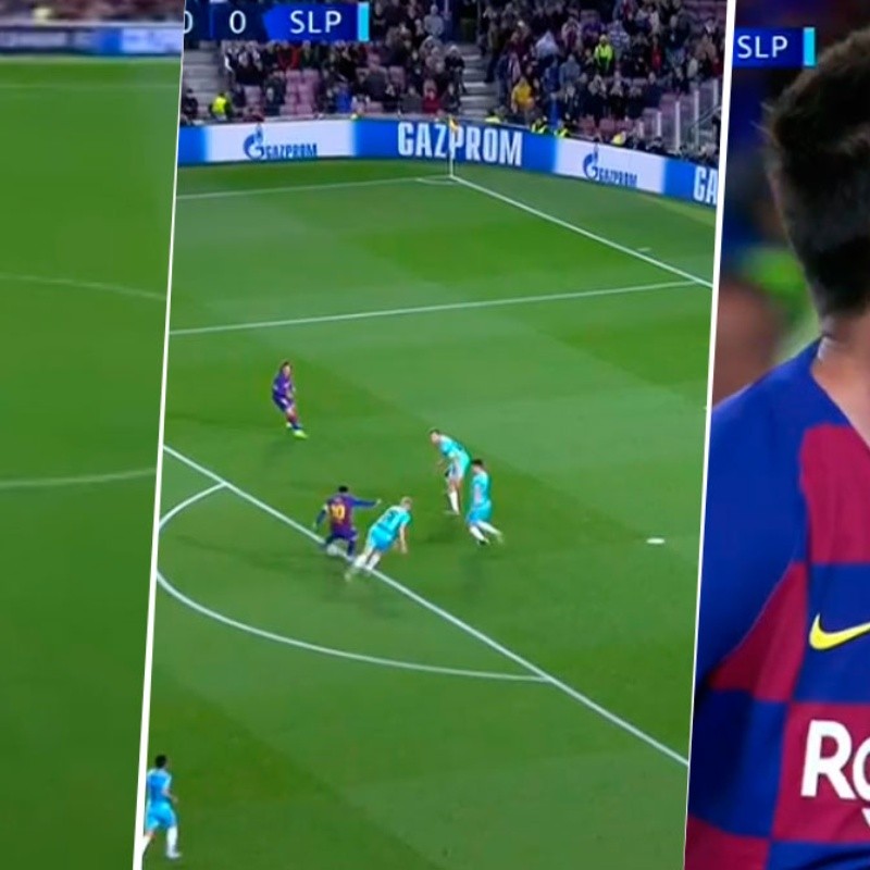 Messi le quebró la cintura al rival sin tocar el balón, ganó en velocidad y rompió el travesaño