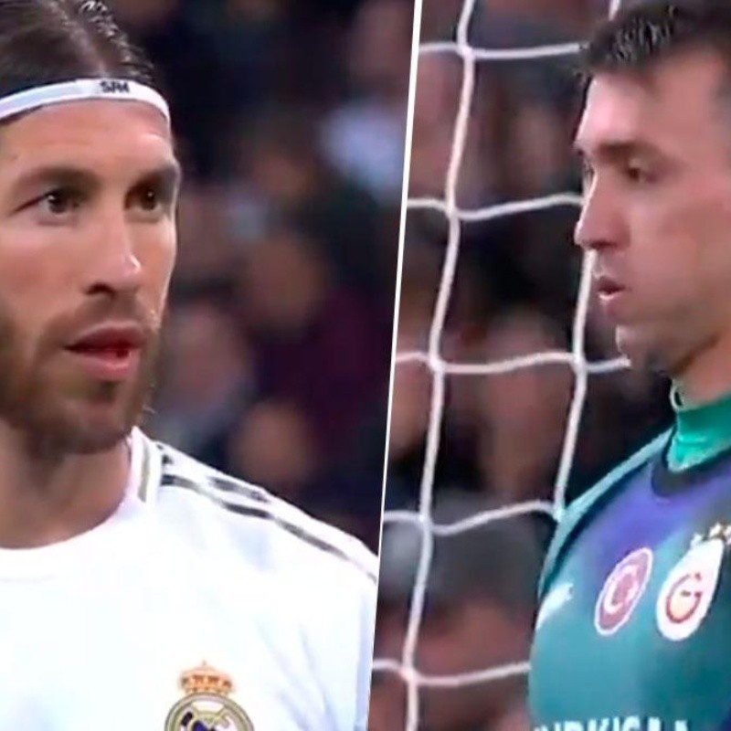 Sergio Ramos le mostró en la cara a Muslera que él también patea penales como el Loco Abreu