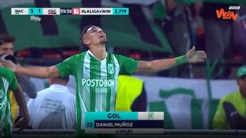 En menos de 10 minutos, Daniel Muñoz se apuntó un doblete y Nacional ya gana 3-1 a Cúcuta