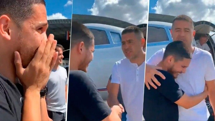 Video: lo vio a Riquelme bajando del avión y no se pudo contener