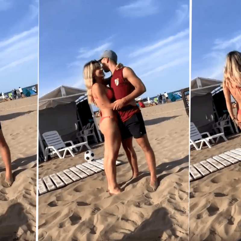 Video: le pidió una foto a su novio, él vio una pelota y la dejó re tirada