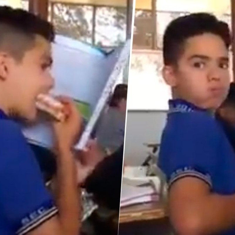 Video viral: inventó un método diabólico para comer en clase