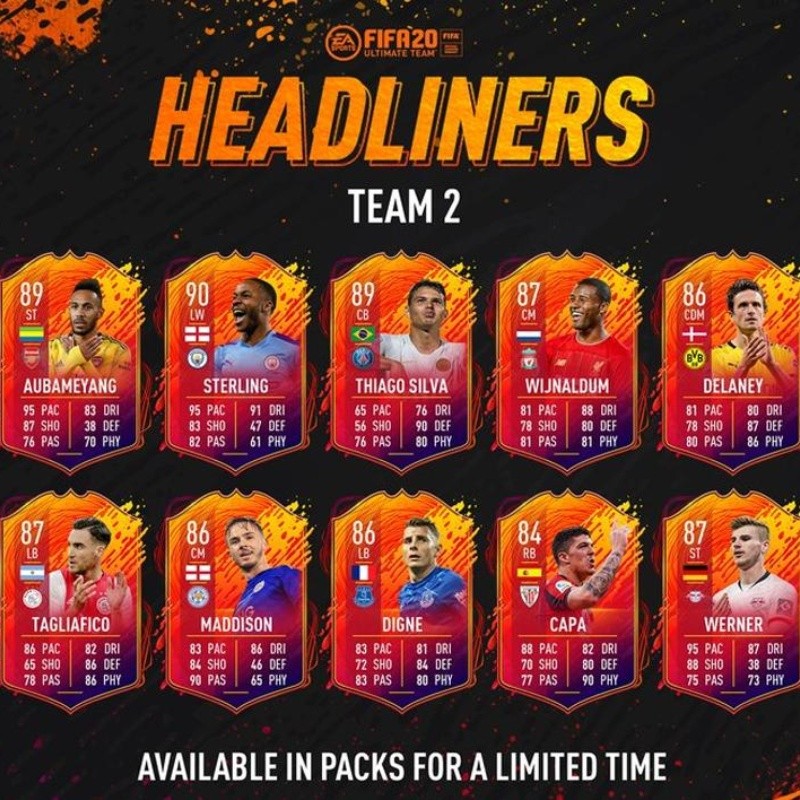 Headliners Equipo 2 ya disponible en el Ultimate Team del FIFA 20