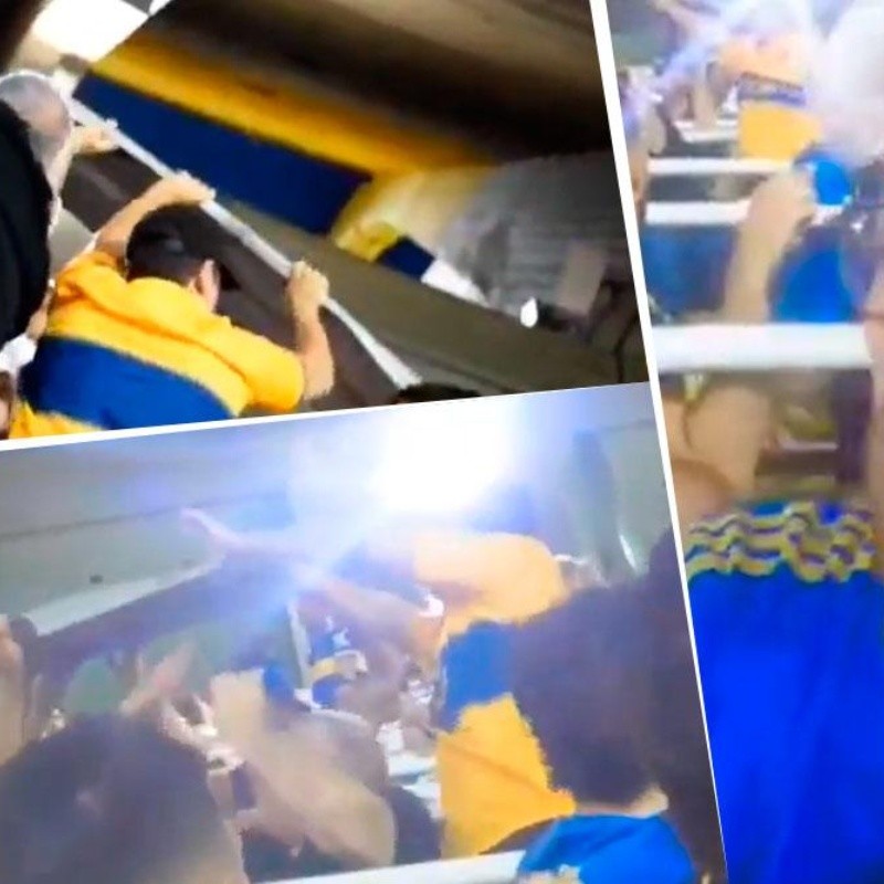 Se estaba grabando en pleno partido de Boca y una chapa salió volando