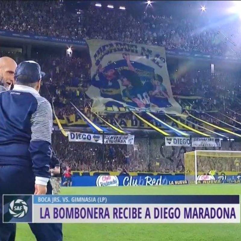 Impactante: la bandera de La 12 para Maradona en La Bombonera