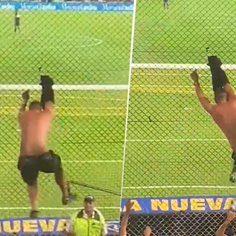 Video: se colgó en el alambrado y bailó al ritmo de la hinchada de Boca