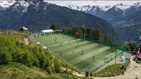 Stade Ottmar Hitzfeld is in the Swiss Alps 2,000 meters above sea level.