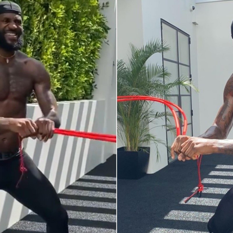 Con una impresionante barba, LeBron James se mostró entrenando