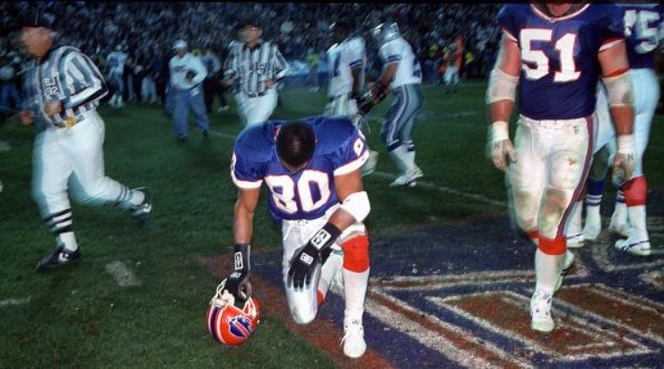 Buffalo Bills players after a Super Bowl defeat. (Getty)
