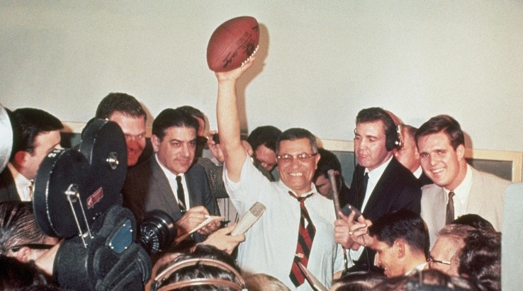 Vince Lombardi celebrating after the Super Bowl (Getty)