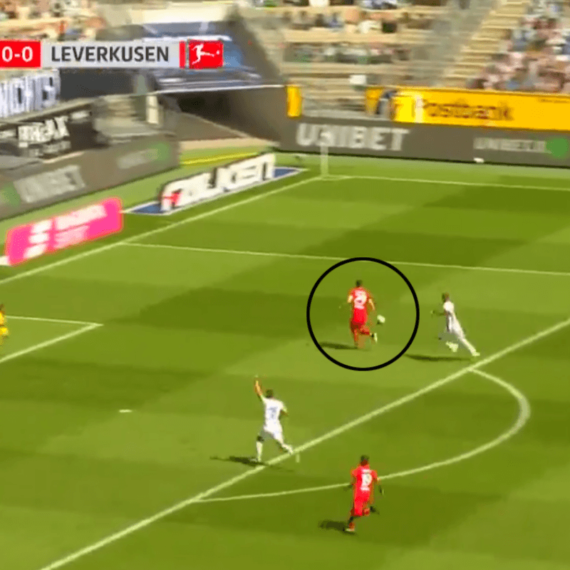 Gol del Leverkusen: pase filtrado y definición de túnel