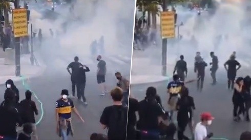 Francia: apareció un hincha de Boca enfrentándose con la policía
