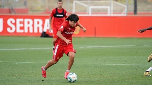 Luka Romero entrenando en Mallorca.