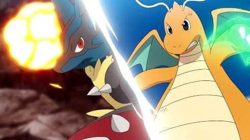 ¡Llegó la revancha! Dragonite de Ash vs Mega Lucario de Corelia en el anime de Pokémon